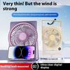 Ultra Thin Mini Fan Usb Rechargeable Card Fan Lcd Digital Display 5-Speed Adjustment Hanging Stand Dual Use Desktop Fan