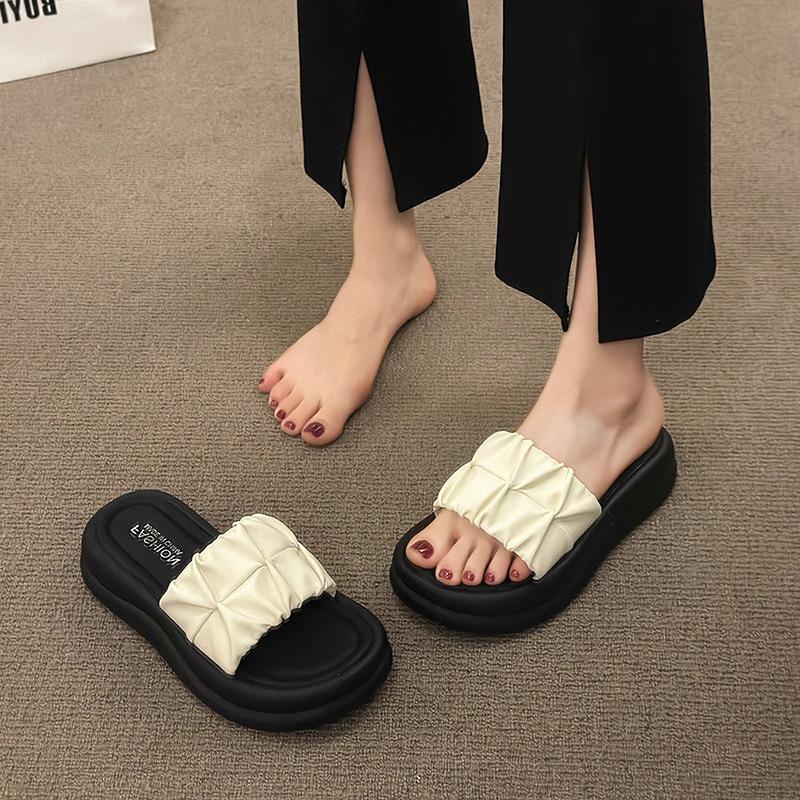 Tøfler damesommerklær ny mote tykksålede muffinsandaler strandfolder