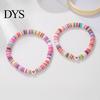 Adjustable Kids Bracelet Sister Friendship Beaded Bohemian Colorful Polymer Clay Beads Big Sis Gift for Women Friends Girls Daily Wear