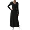 Damen Herbst Pulloverkleid Langarm V-Ausschnitt Rippstrick Maxikleid Tunika Winter A-Linie Langes Schwingkleid