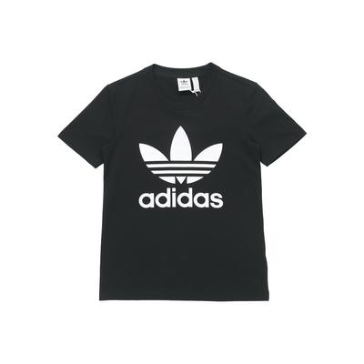adidas Originals Trefoil Tee Color Block Logo Print Sports American Vintage Crew Neck Short Sleeve T-Shirt Women Tops Black FM3311