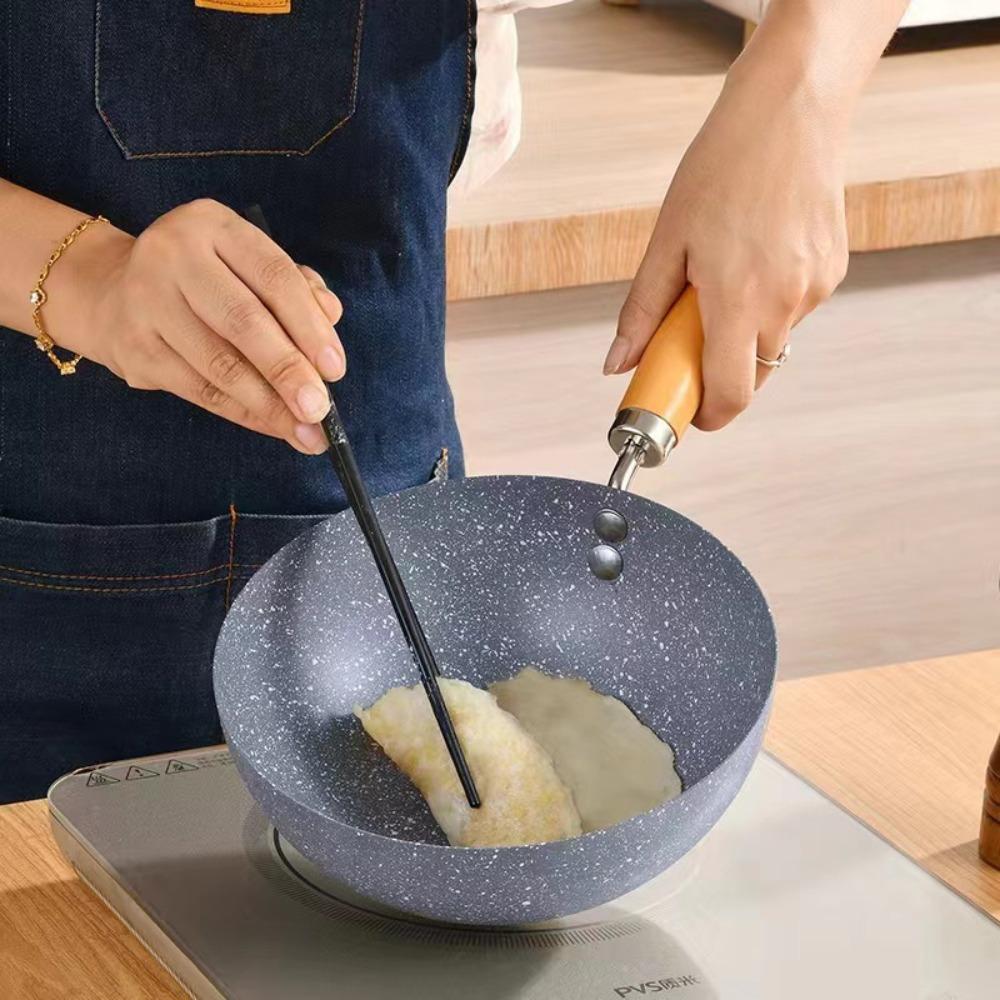 Non-stick Marble Pattern Wok Anti-scalding Handle Milk Pot Practical Omelette Pan  Rental Housing