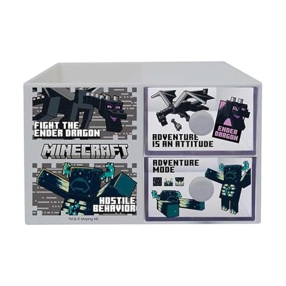 K Company Minecraft Plastic Chest with Pen Stand Ender Dragon & Warden CPS-MCT-EW H8.9 x W14 x D10.1cm