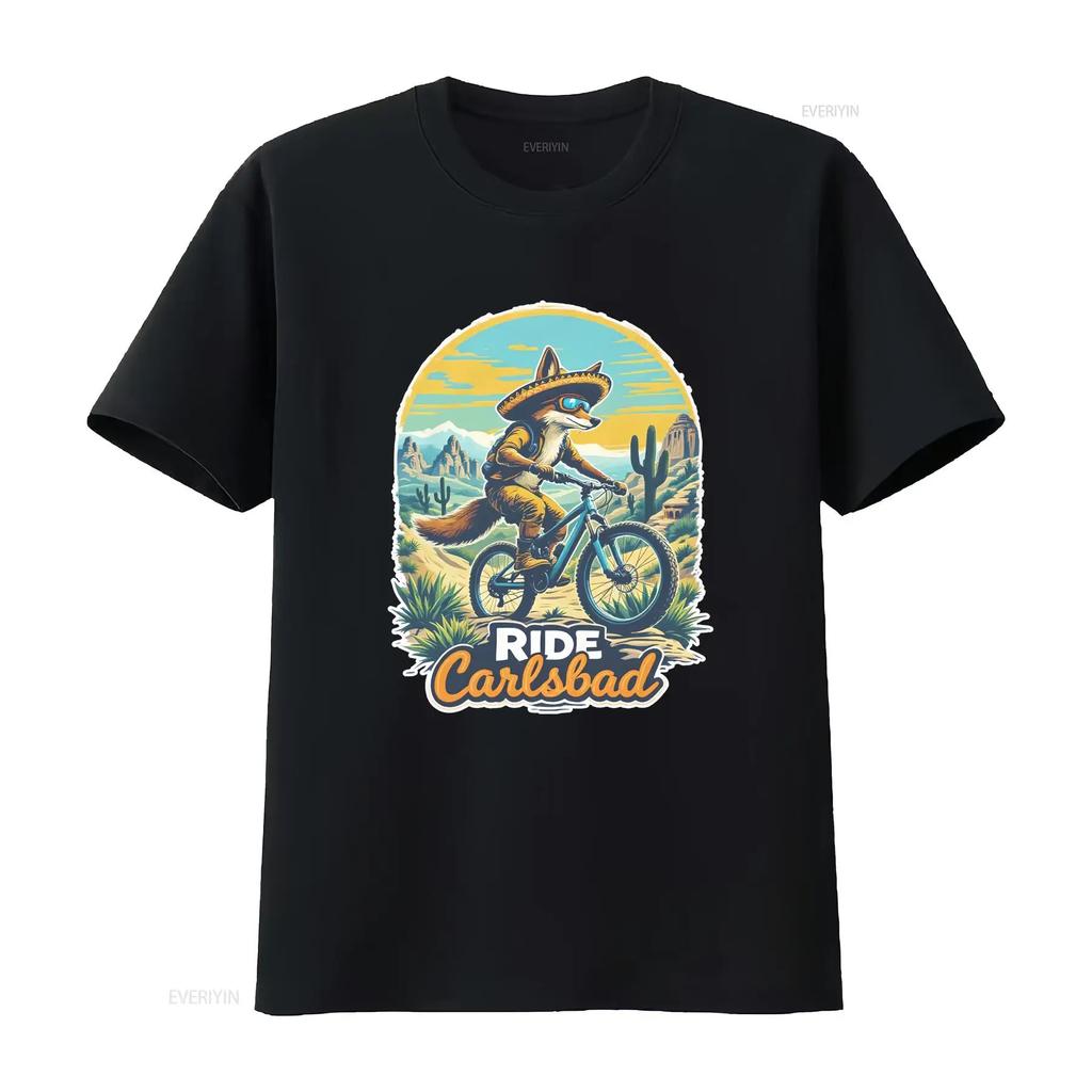 Ride Carlsbad Fox Fun Usa Bike Cycling Animal T Shirt Vintage Slightly Homme Versatile Unisex Stretched