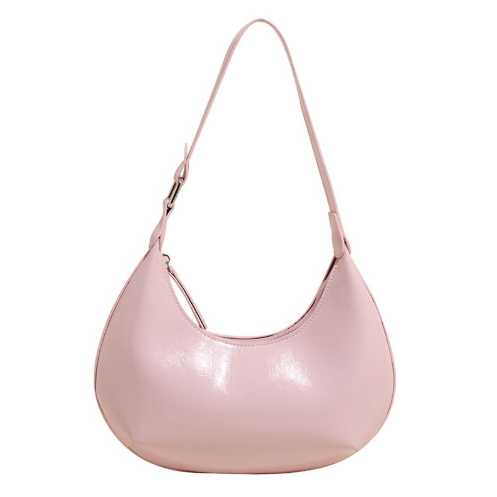 Candy Color Moon Underarm Bag Solid Color Women's Hobo Bag Casual Pu Leather Shoulder Bag  Girl