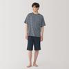 MUJI Towel Double Sided Pile Short Sleeve Room Wear Set FB0XZA5S Dark Navy Border XS Men's Men's Men's
