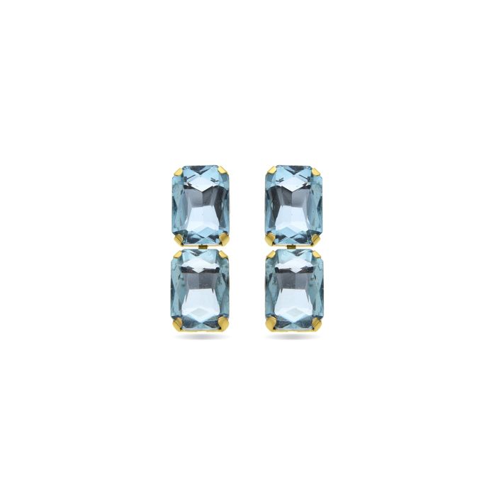 Boucles d'oreilles - LUXENTER - Ankek - Plaqué or jaune 18k - Cristal bleu - Long. 23,5 mm