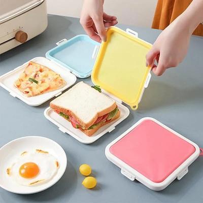 Przenośny pojemnik na kanapki, tosty, bento, wielokrotnego użytku, silikonowy pojemnik na kanapki, ekologiczny pojemnik na żywność na lunch, nadający się do mikrofalówki