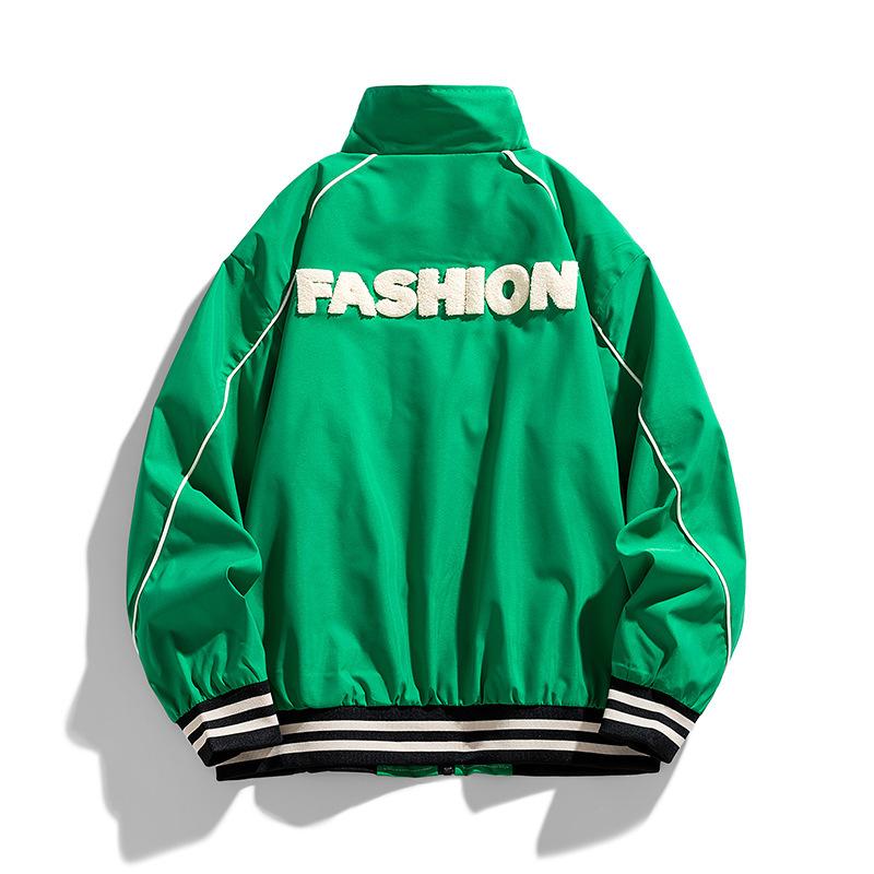 Baseball Jacket, Men's Spring and Autumn Style Stand Collar Jacket, Solid Color Top, Loose Jacket