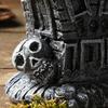 Halloween Haunted House Ornament, Resin Haunted House Miniature, Dark Haunted House Shape with Skull Elements Desktop Decoration for Halloween Micro