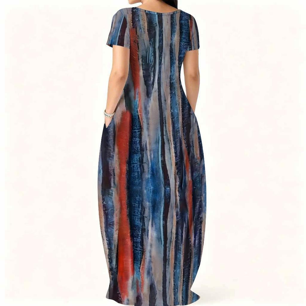 Crew Neck Short Sleeve Plus Size Gown Ladies Summer Soft Casual Outfit