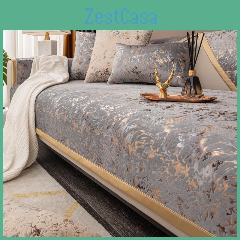 Sofa Universal Cover Highend Cushion Black Fabric Soft Towel Gold Edge L Corner Seat Slipcover Chair Pad Living Room 4 Seasons