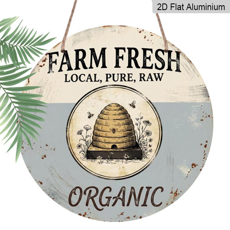 2D Flat 1pc, 8x8 in, Fresh Local Farm Products Aluminum Metal Decorative Signs & Plaques, Durable Tin for Indoor/Outdoor Decoration, Suitable for