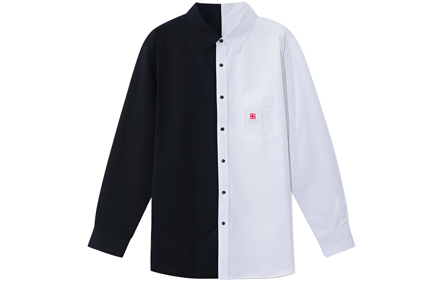 Li Ning Shirts Men s Black/White Pointed Collar Moderate Other ASHR161-3 XS
