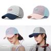 Cotton Striped Colorblock Baseball Cap With Embroidery For Casual Summer Sun Protection