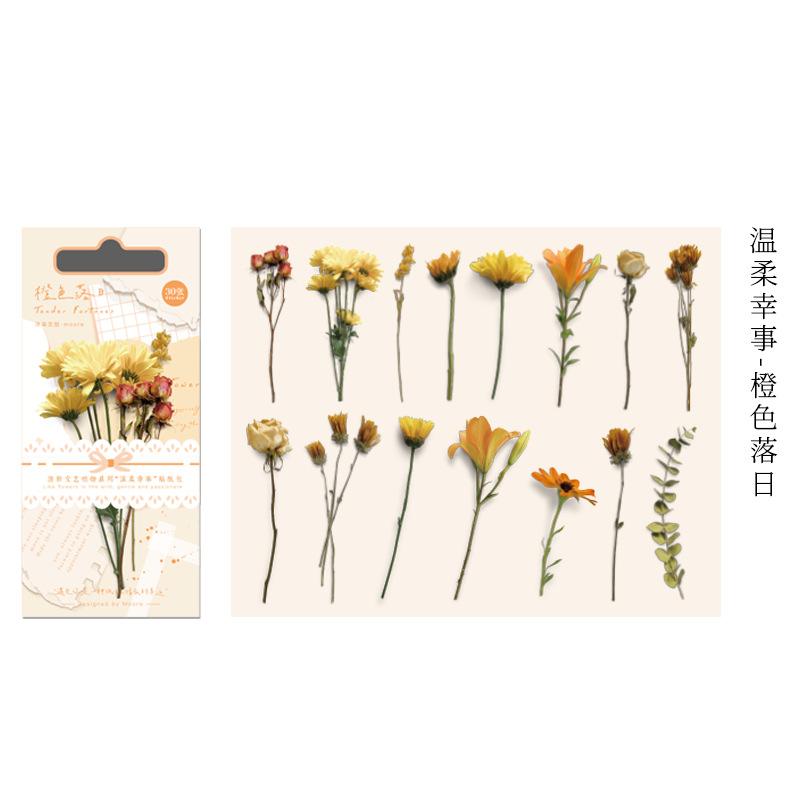 30Pcs Vintage Irregular Plant Floral Stickers DIY Craft Scrapbook Journal Diary Decor Supplies
