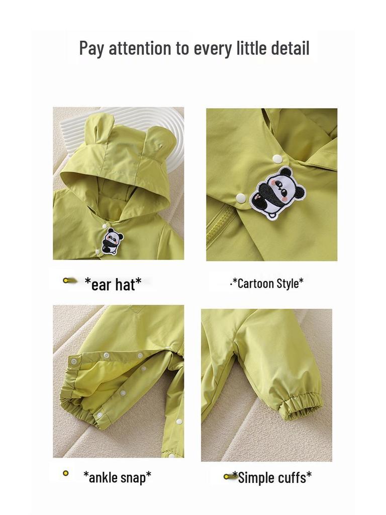 Salopetă de primăvară pentru băieți - Salopetă drăguță cu glugă pentru bebeluș (Primăvară toamnă)