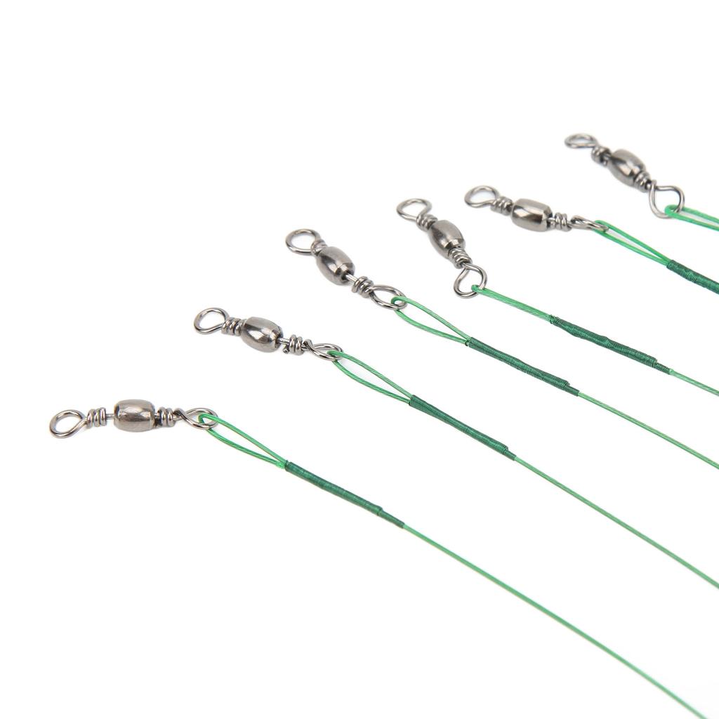 100PCS Fishing Leader Swivels Snap Anti Corroison Hard Steel Wire Leader for Saltwater 15cm / 5.9in