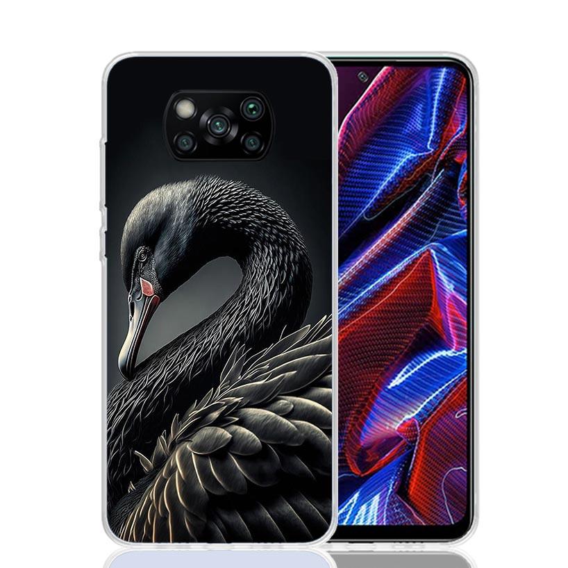Black Swan Noble Phone Case For Xiaomi Poco X7 X6 X5 Pro F7 Ultra Redmi 15C 15 13 13C 12 12C 10 10A 10C 9 9A 9C 9T Cover Poco X7