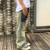 American Retro Jeans Boys Trendy Brand Spring and Autumn Old Pants High Street Vibe Straight Wide Leg Slightly Pulled Pants