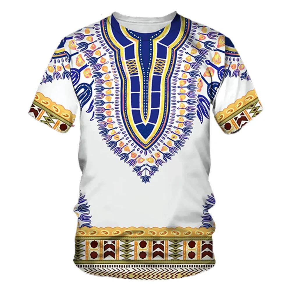 Sommer Afrikanische Dashiki T-Shirts Vintage 3D Druck Damen Herren Rundhals Kurzarm T-Shirt Tees Harajuku Y2K Top Unisex Kleidung