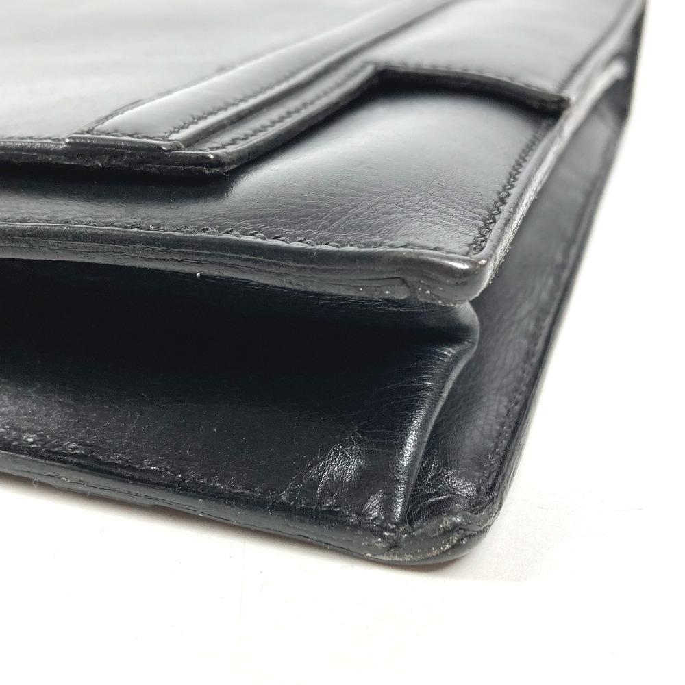 Hermes Bolsa de Mão com Aba e Logo Vintage Bolsa de Ombro Couro Preto/Ferragens Douradas