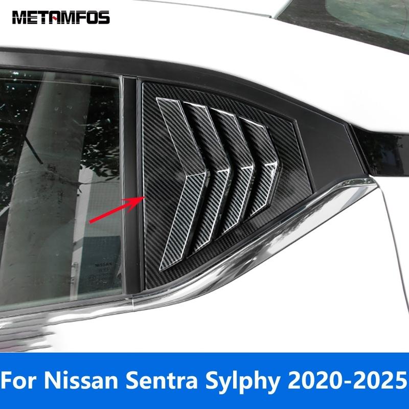 For Nissan Sentra Bluebird Sylphy -2024 2025 Carbon Fiber Rear Side Window Shutter Spoiler Louver Air Vent Cover Accessories