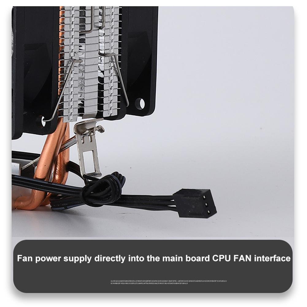 Heatsink Base Thermal Pads 2 Heat Pipe CPU Cooler Quiet Radiator PC Cooling Fan for Intel LGA 775/1155 X58 X79