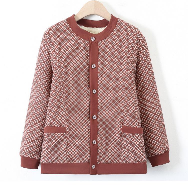 Abrigo de Algodón para Mujeres de Mediana Edad y Ancianas con Terciopelo Cálido Chaqueta de Algodón Floral para Madre para Invierno Nuevo Cárdigan Base Chaqueta de Algodón Floral Pequeño