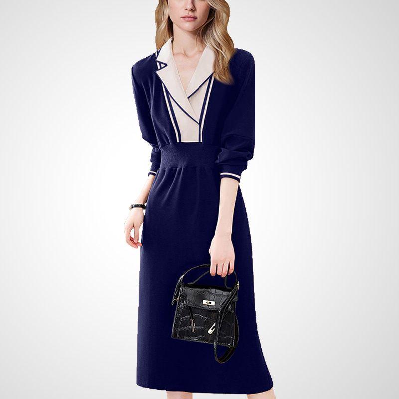 

Fashion Elegant Slim Fit Fashionable Knitted Dress Blue Purple M