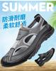 Summer Breathable Men's Hooded Sandals with Hollow Mesh Holes, Outdoor Non Slip Lightweight Sports and Leisure Beach Shoes