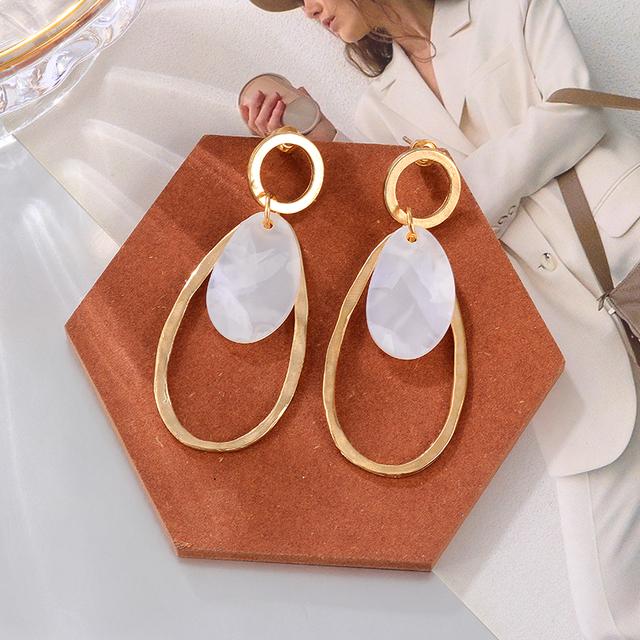 Women 'S Earrings Acrylic Drop Earrings For Women Geometric Hoop Big Earrings Dangle Hanging White Earrings Fashion  Jewelry