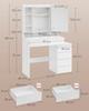 VASAGLE LED Lighting Dressing Table with Adjustable Brightness Dressing Table with Mirror Cosmetic Table with Drawers Open Compartments Adjustable