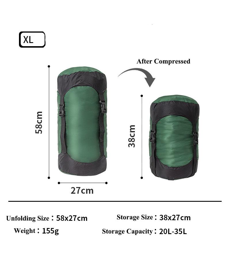 Outdoor Use Water Repellent Sleeping Carryall Compression Stuff Sack Camping Storage Compression Carryall Sack for Backpacking Travel Hiking