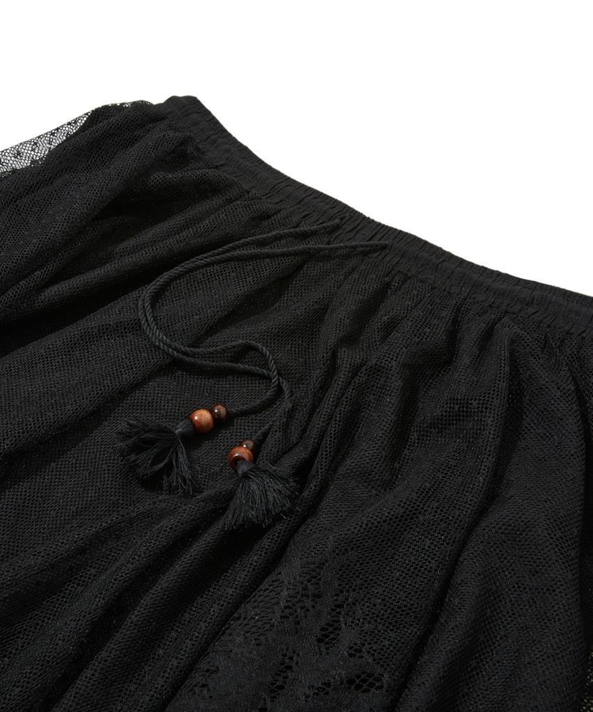 Penfield Lace Flare Long Skirt Black_Fs1Ws14F