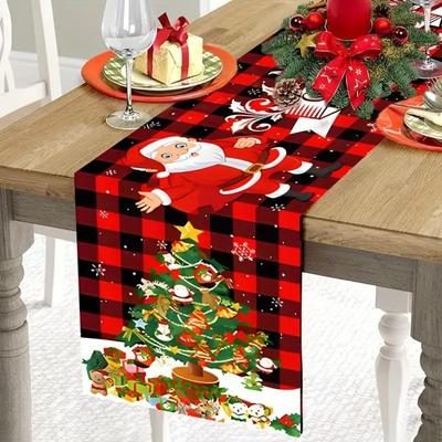 Novo Caminho de Mesa de Natal do Papai Noel Alce Ano Novo Bandeira de Mesa Xmas Cobertura Boneco de Neve Toalha de Mesa de Natal Festa de Natal
