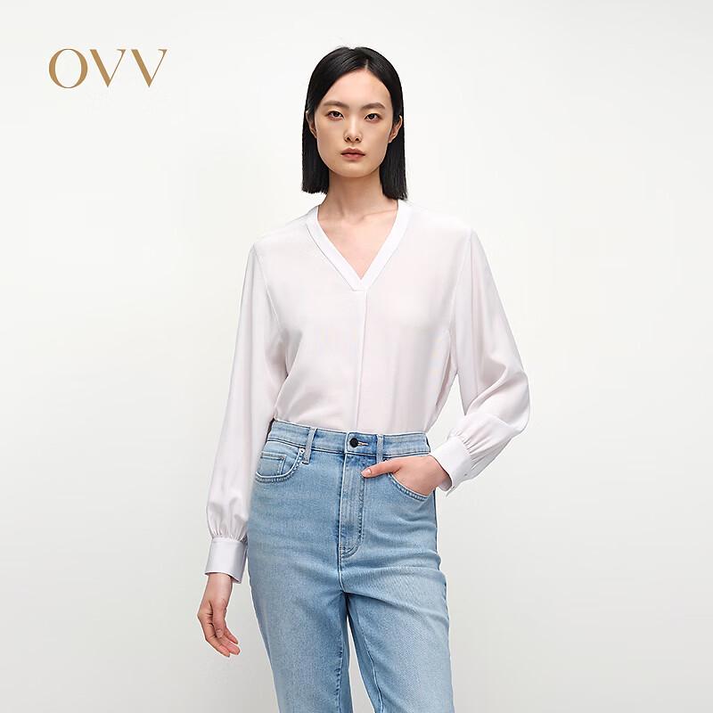 OVV Women s Heavyweight Silk V-Neck Blouse M
