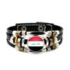 Factory National Country Flag Design Bracelet Crystal Bead Snap Button Sports National Team Jewelry Gift Leather Wrap Bracelet