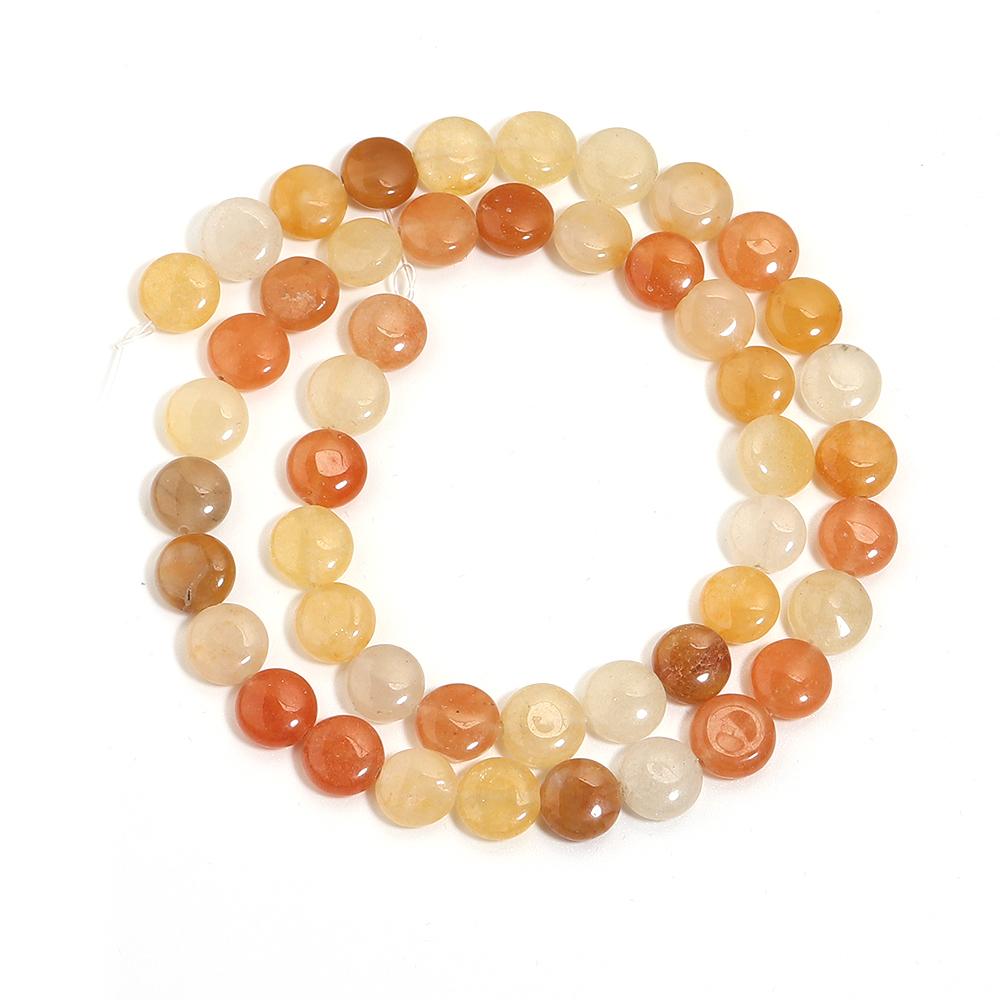 

1 Strand Natural Stone Beads Flat Round Orange Jade Stone Loose Bead For Jewelry Making DIY Bracelet Necklace Supplies 8/10/12mm
