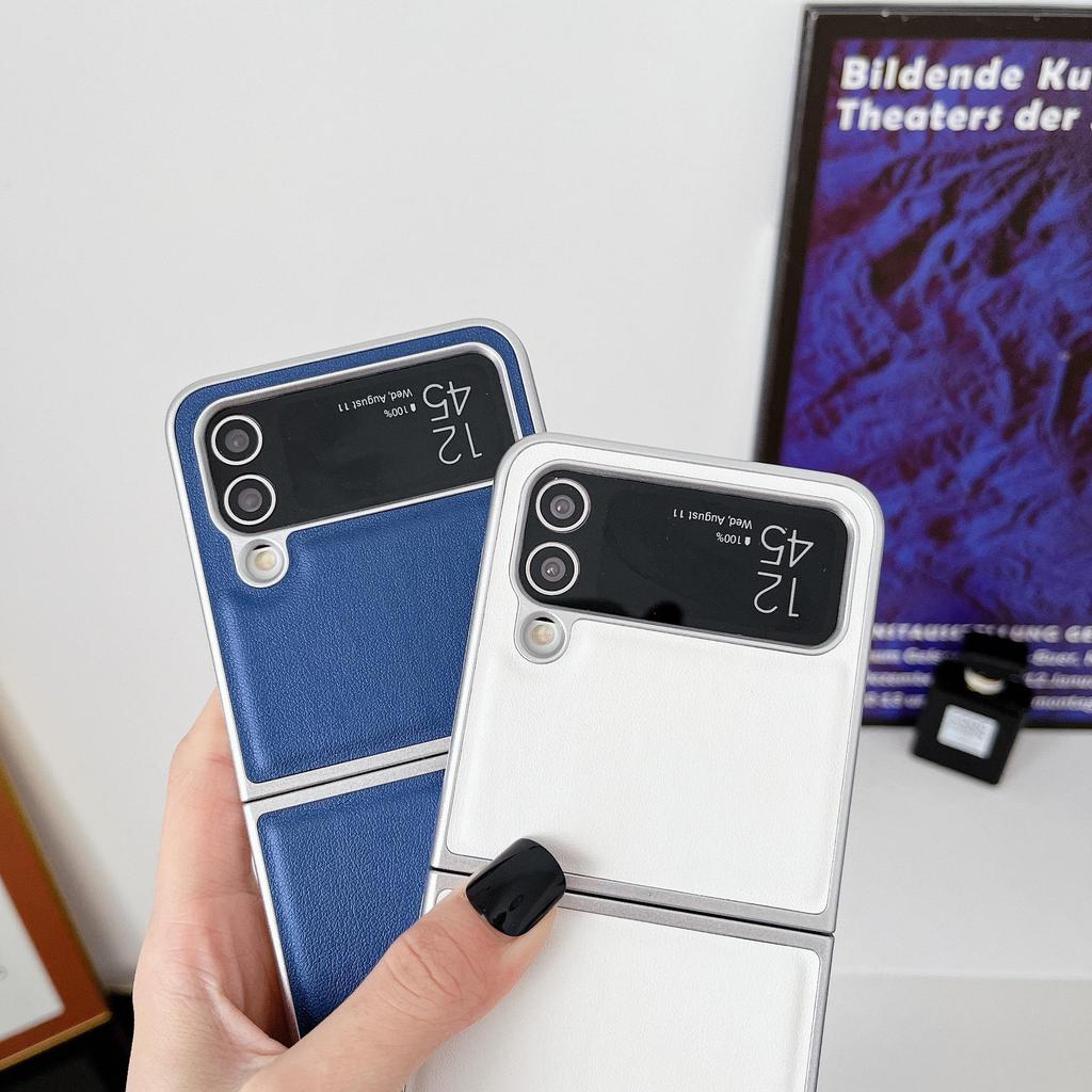 Samsung Z Flip 7 Metallic Paint & Z Flip 6 Morandi Leather Texture Protective Case