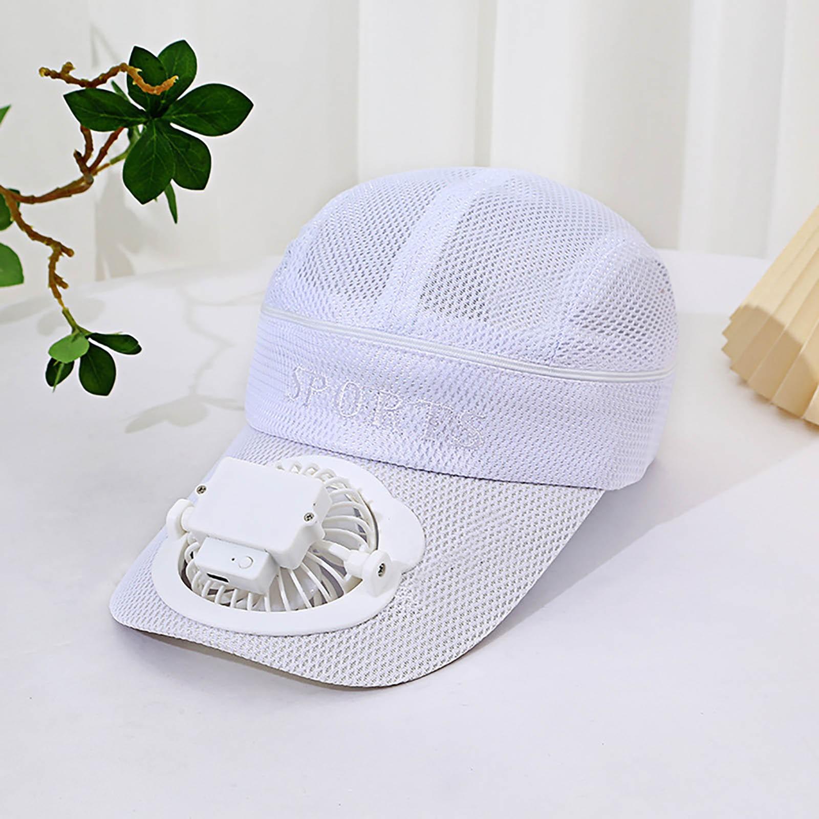

Летняя перезаряжаемая шляпа-вентилятор с сильным ветром и регулируемым солнцем для взрослых с козырьком и кепкой с открытым верхом для отдыха и путешествий One Size белый