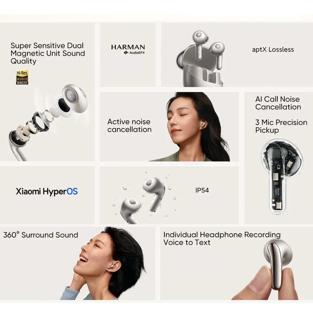 Original Xiaomi Buds 5 TWS Earphone Bluetooth 5.4 AI ANC HiFi Earbuds Recording Voice to Text Conversion IP54 Headset Headphone