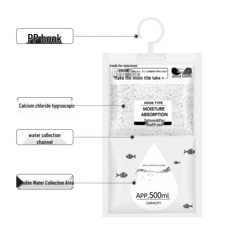 Hängender Entfeuchtungsbeutel & Box mit großer Kapazität - Recycelbar, Anti-Schimmel-Trockenmittel für den Heimgebrauch