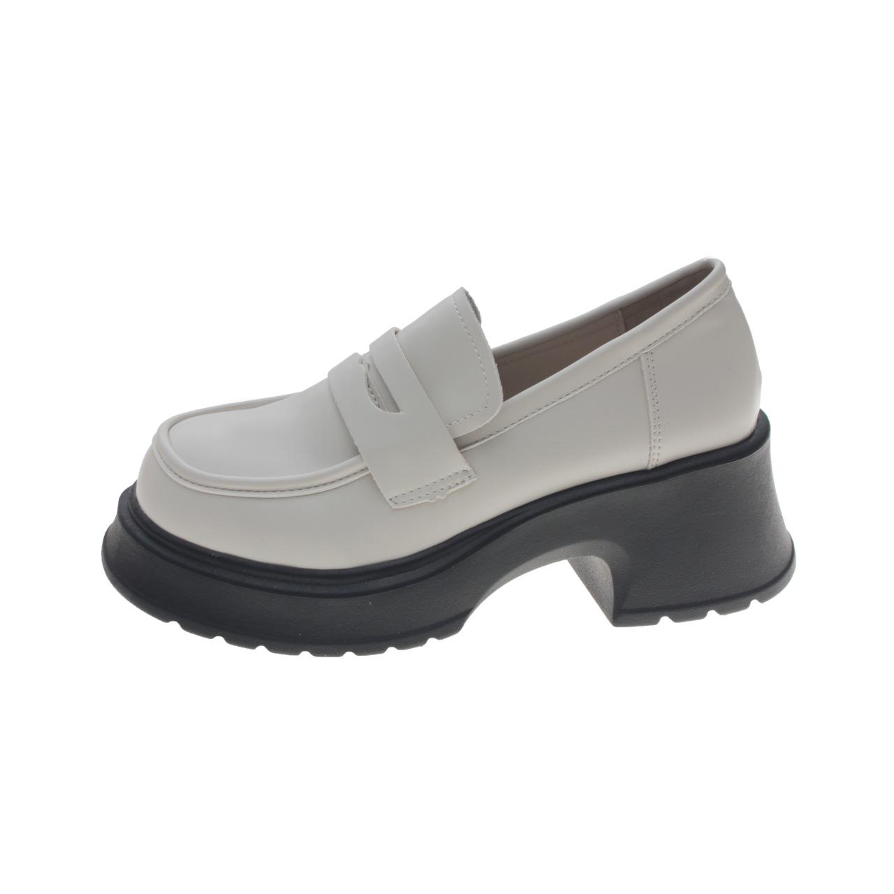 

Soft-soled small leather shoes women s new retro muffin-soled shoes single shoes 40 белый
