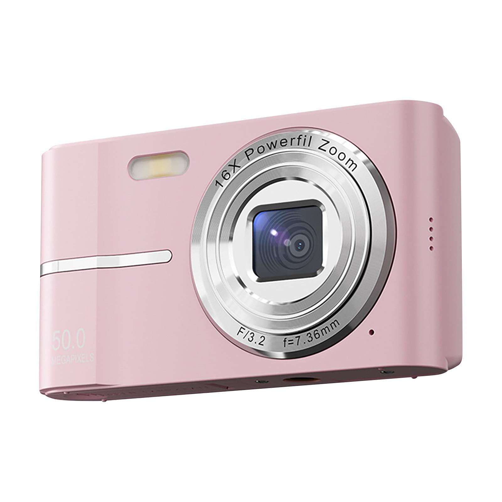 

Цифрова камера, FHD 1080P, Digital Point, 50 Мп для відеоблогів із 16-кратним зумом, компактна, маленька Для дітей Хлопчиків Дівчаток Підлітків Студентів Старшого віку One Size рожевий