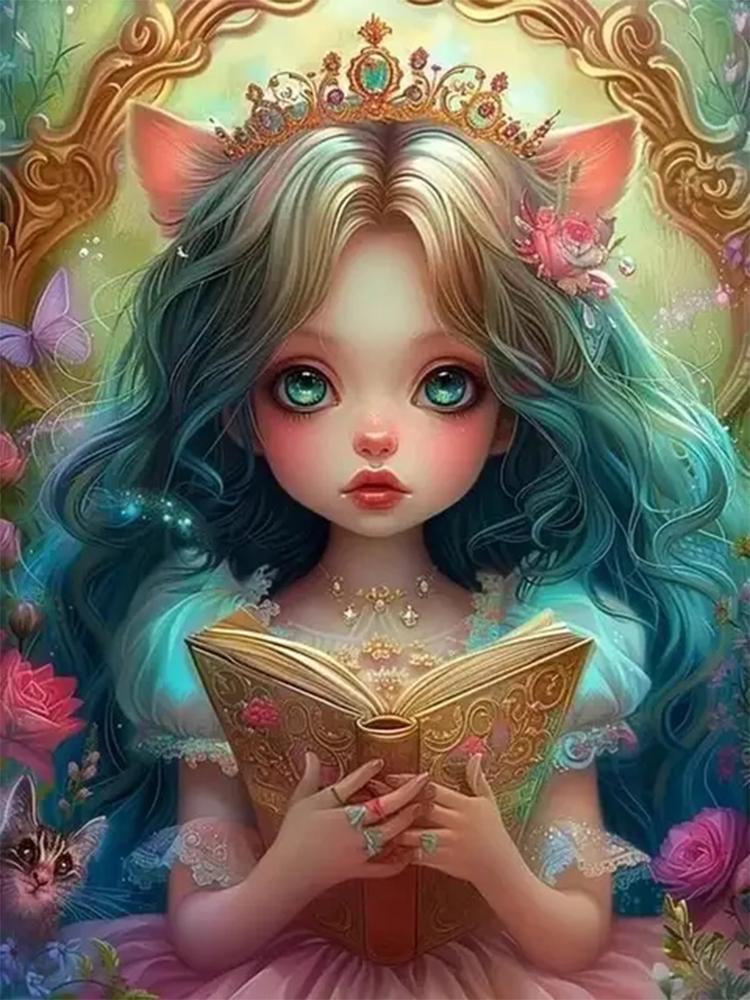 Diy 5D Diamond Painting Cartoon Princess Cat Mosaic Art Embroidery Girl Picture  Embroidered Wall Decoration Children's Gift
