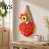 Artificial Fall Harvest Wreath Autumn Gnome Maple Leaf with LED Lights, Rustic Pointed Hat Thanksgiving Decorative Door Hanging, Farmhouse Front Home