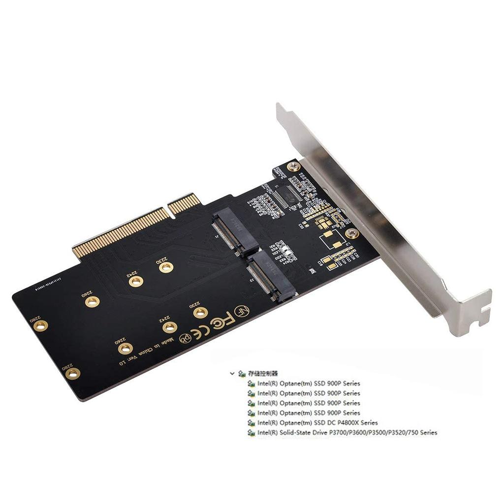 ChenYang Dual M.2 To PCIe 3.0 X8 Adapter, Dual NVME/AHCI SSD To PCI Express Expansion Card Adapter with 12cm Slot Bracket