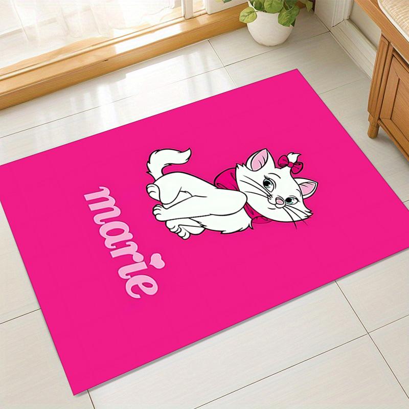 Pink Background White Cat Carpet For Playroom Bedroom Living Room Sofa Home Decorkids Game Area Rug Nonslip Floor Mat