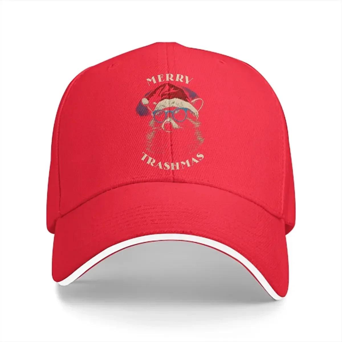 Pure Color Dad Hats Merry Trashmas Raccoon Christmas Unisexs Hat Sun Visor Baseball Caps Raccoon Lover Peaked Cap Adjustable